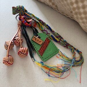 Consuela Thunderbird Leather Multicolor Bag Charms w/Green Leather Tag